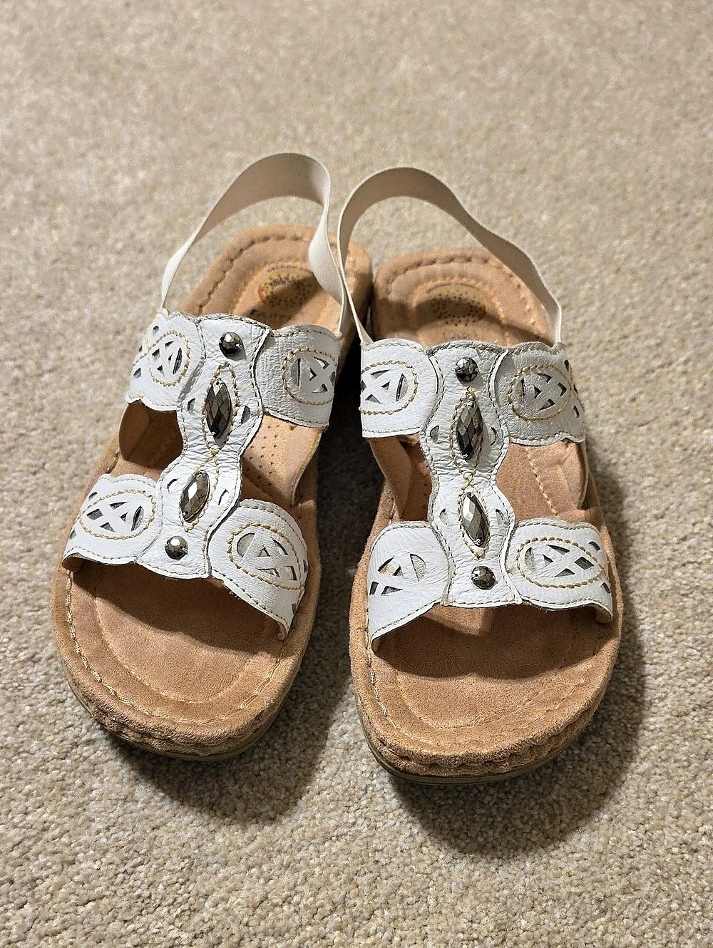 Earth Cleo Leather Strappy Sandals White US 8.5